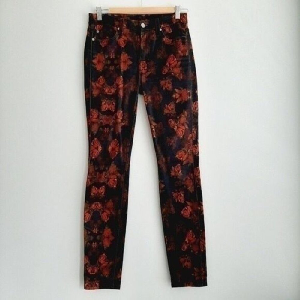 7 FOR ALL MANKIND Skinny Jeans Rogue Roses Print Sz 25